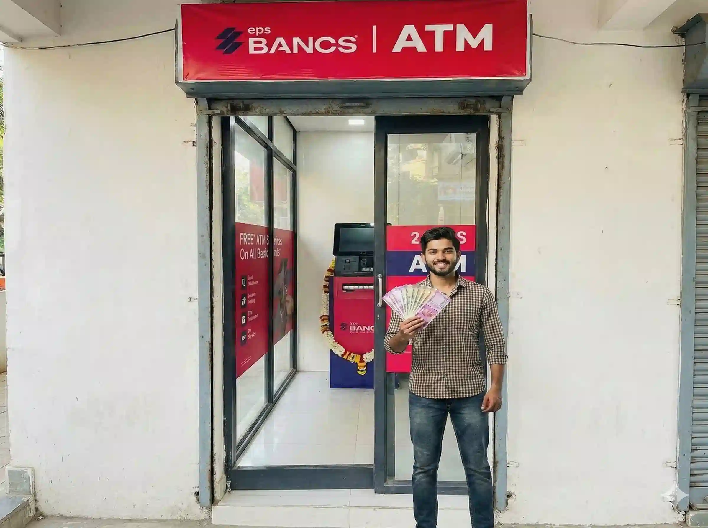 ATM Franchise Benefits showing modern ATM installation and business opportunity